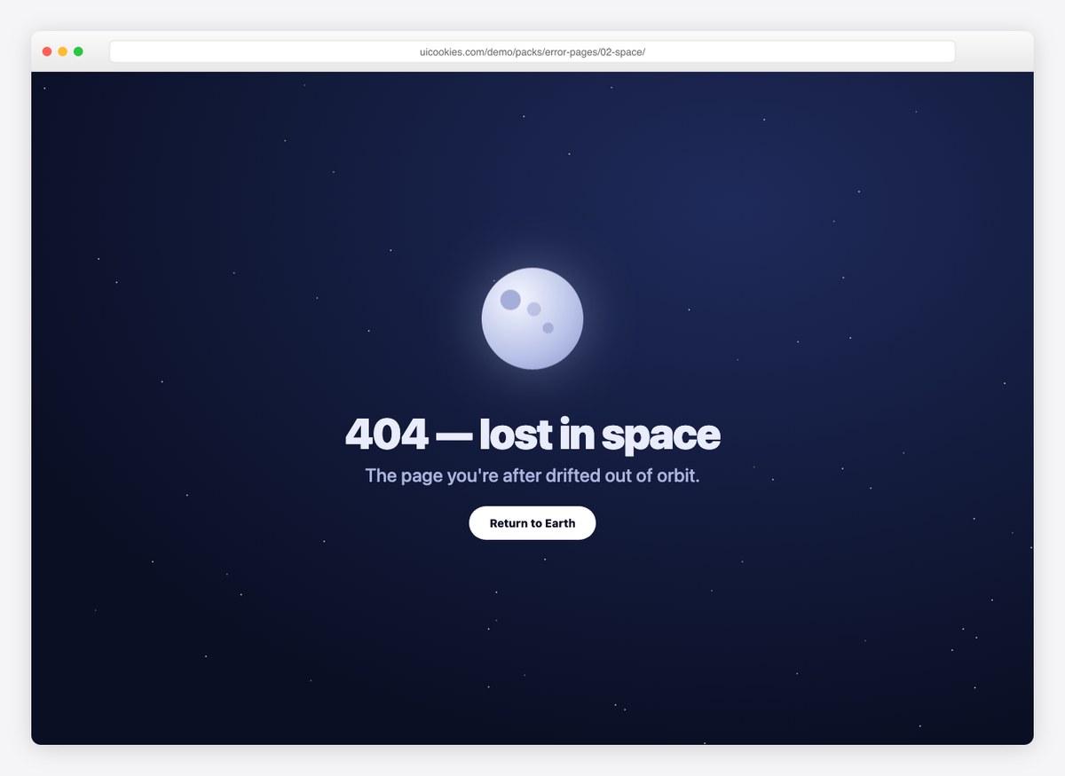 Lost in space 404 page with CSS moon