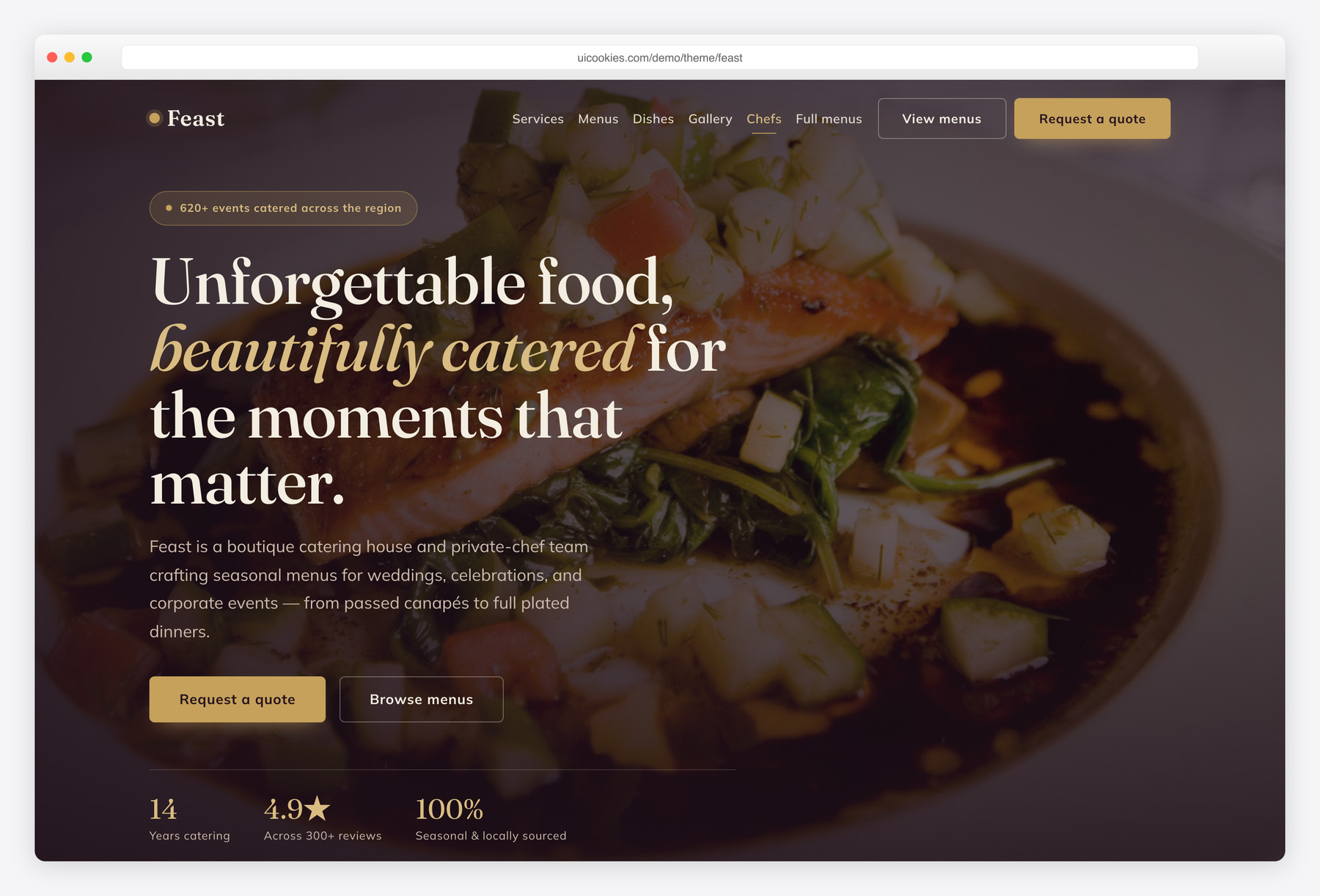 Feast — free catering website template by uiCookies