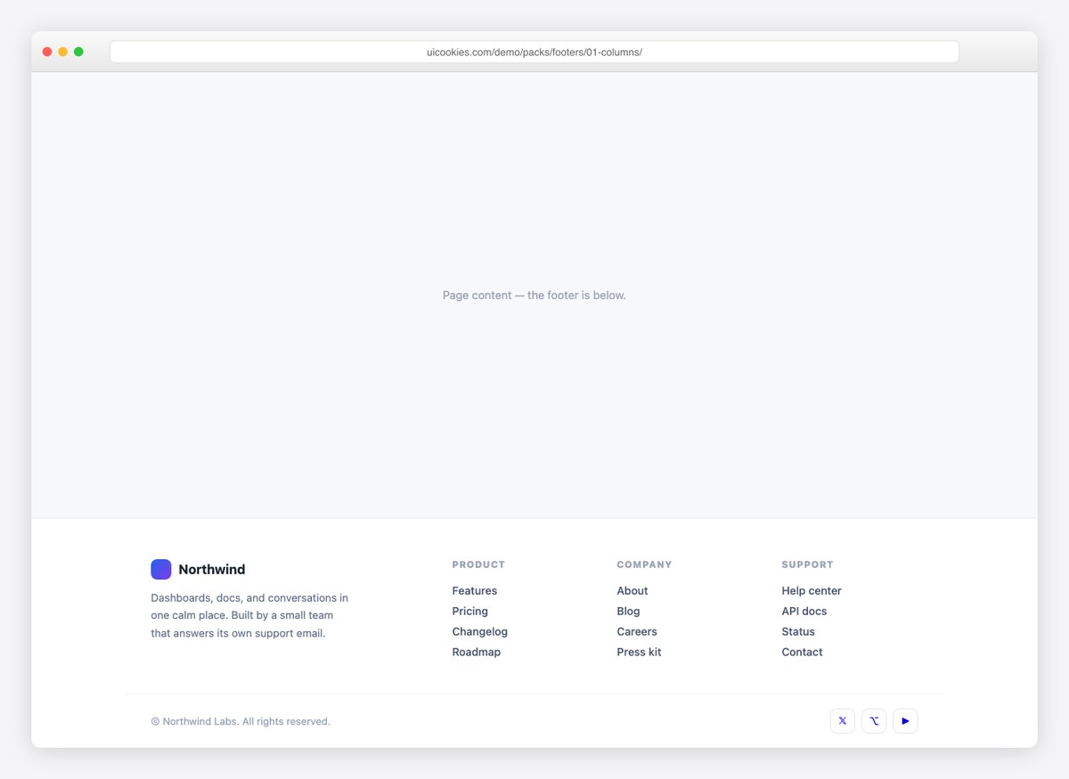 Classic Column Footer — free website footer template by uiCookies
