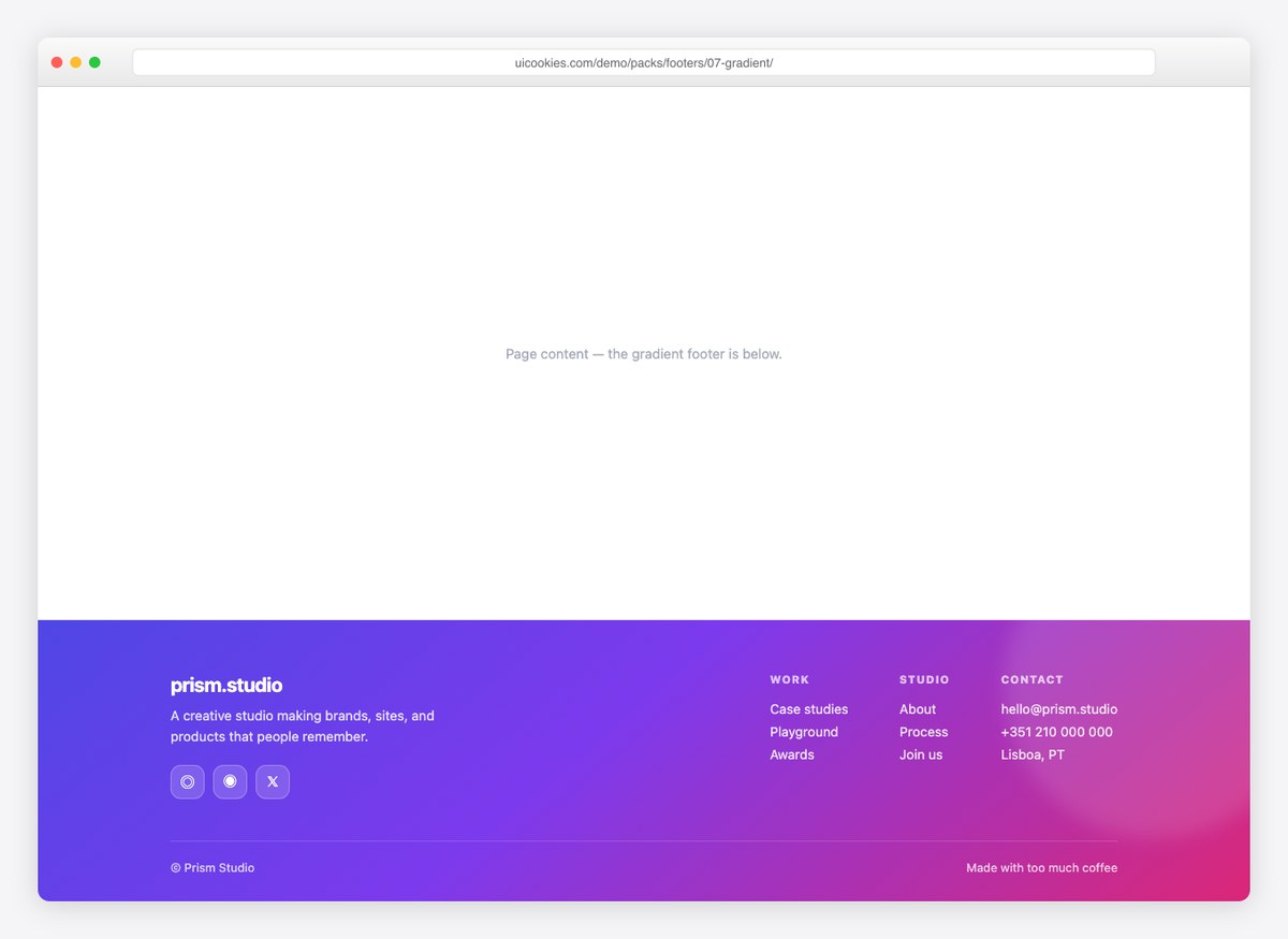 Gradient Studio Footer — free website footer template by uiCookies