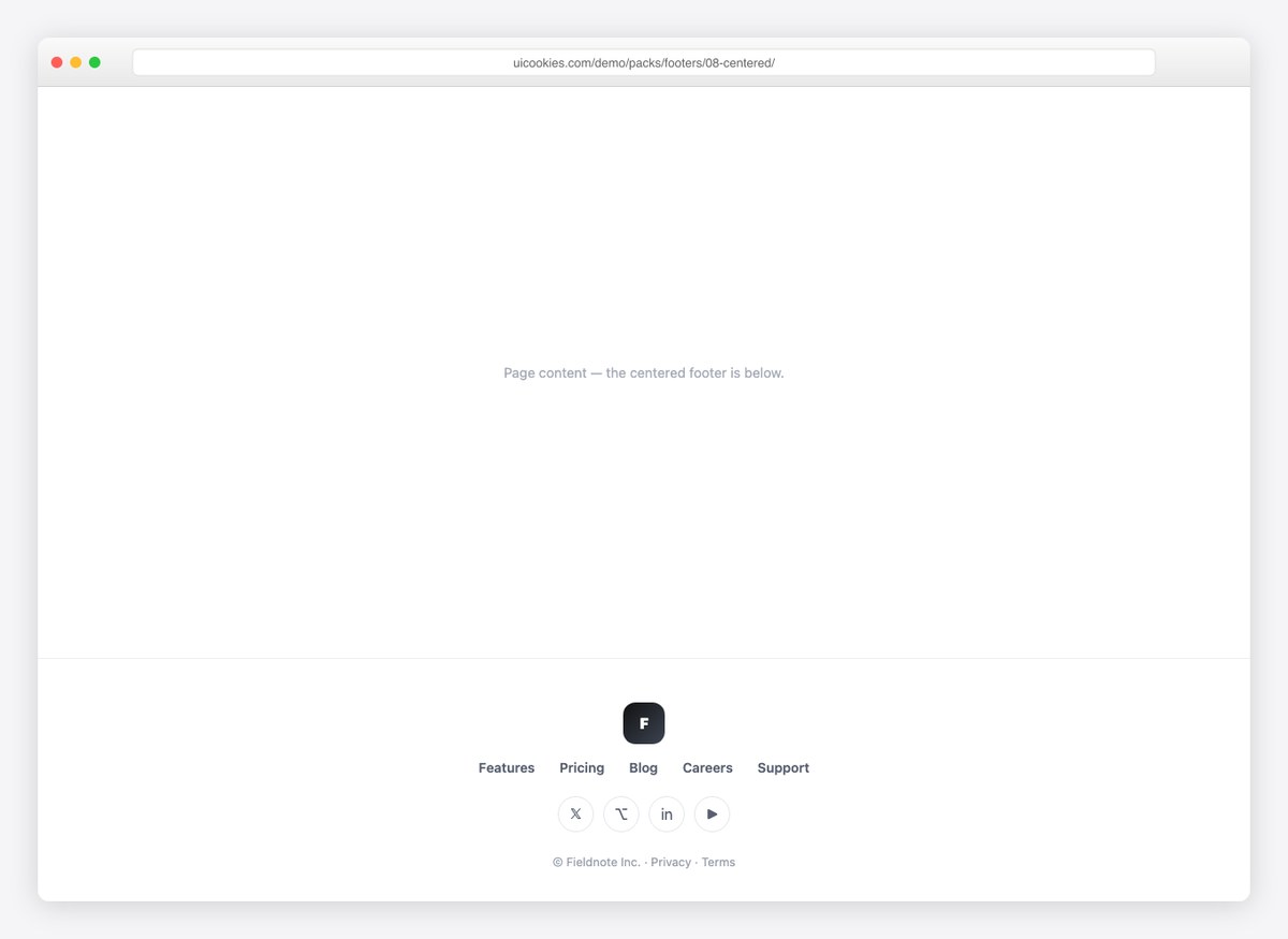Centered Footer — free website footer template by uiCookies