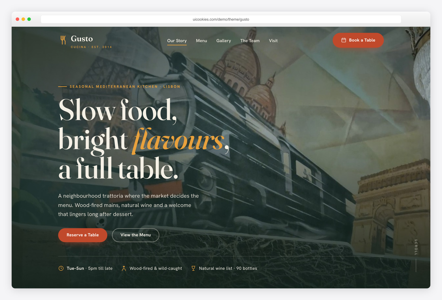 Gusto — free Restaurant website template by uiCookies