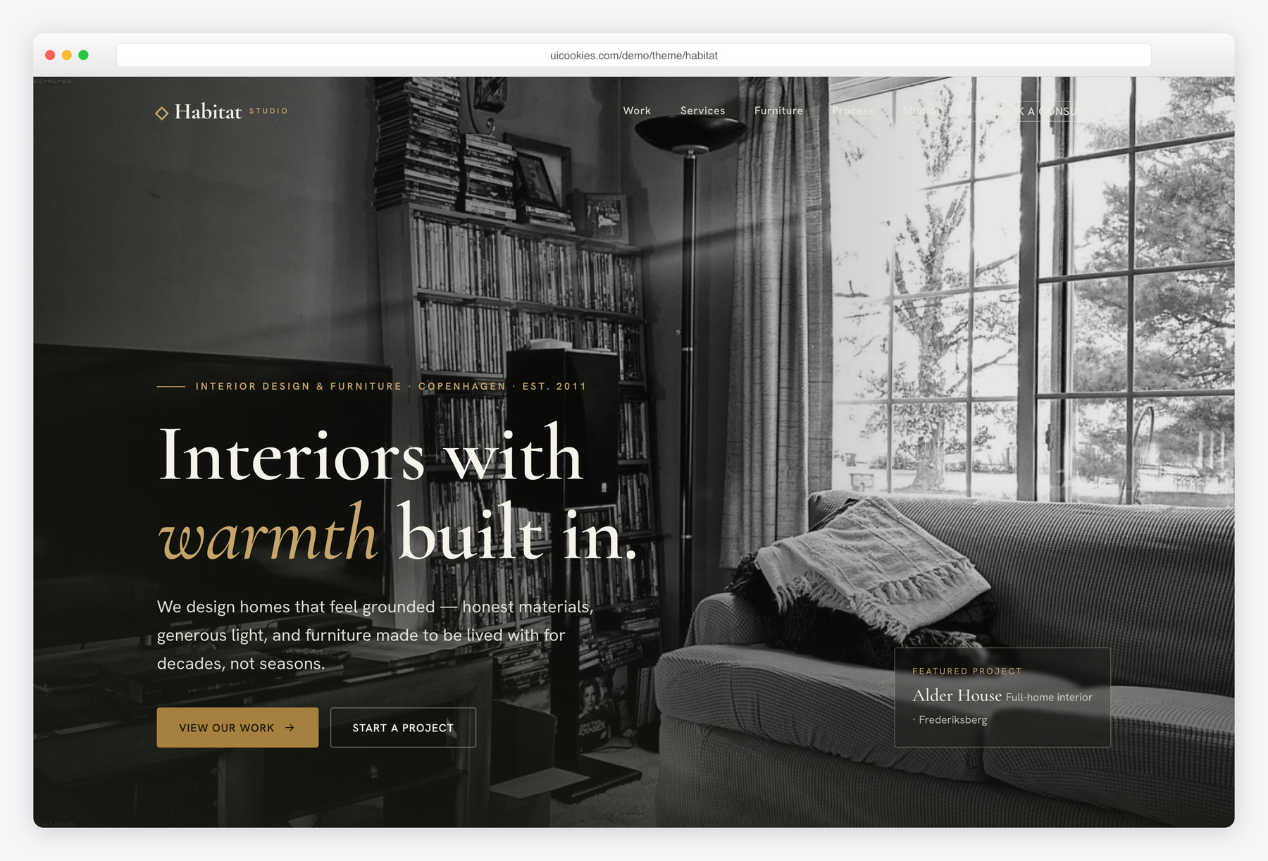 Habitat — free Interior website template by uiCookies