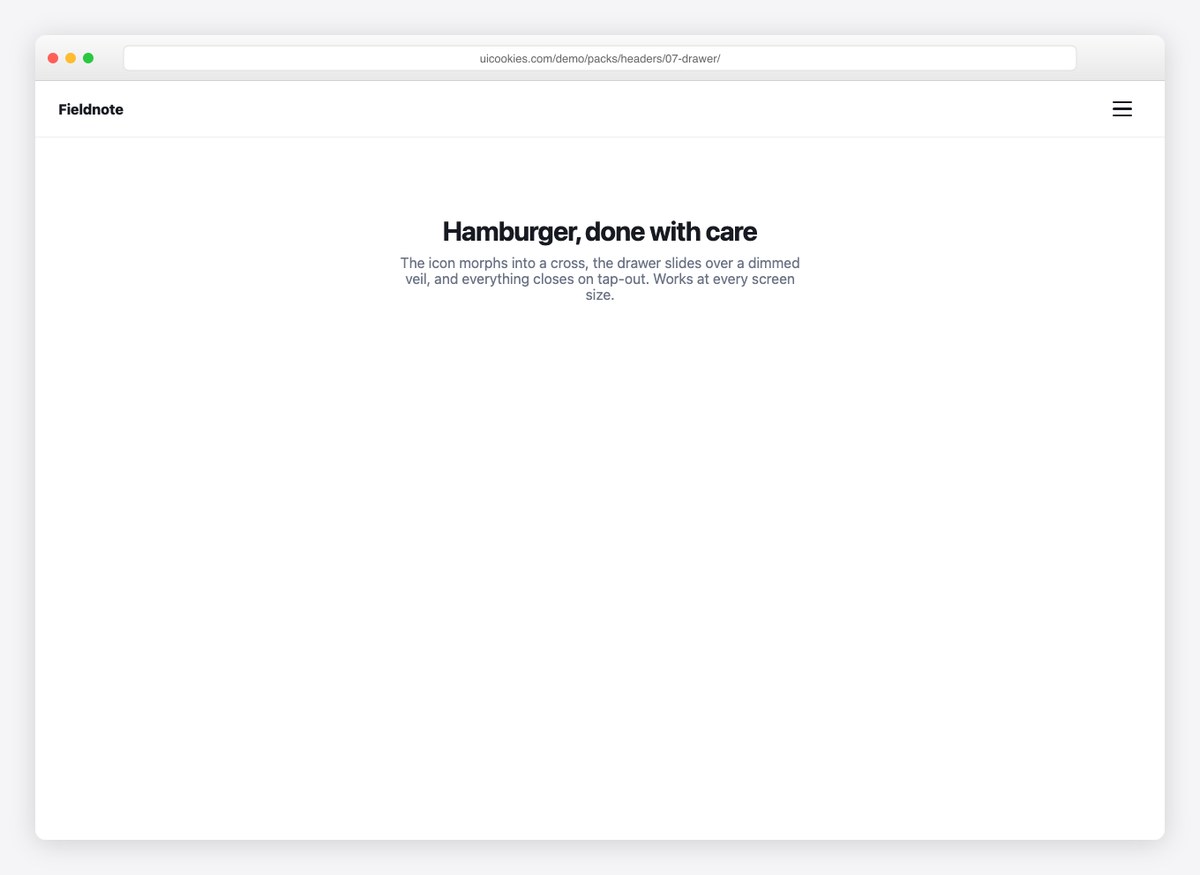 Hamburger Drawer Header — free website header template by uiCookies
