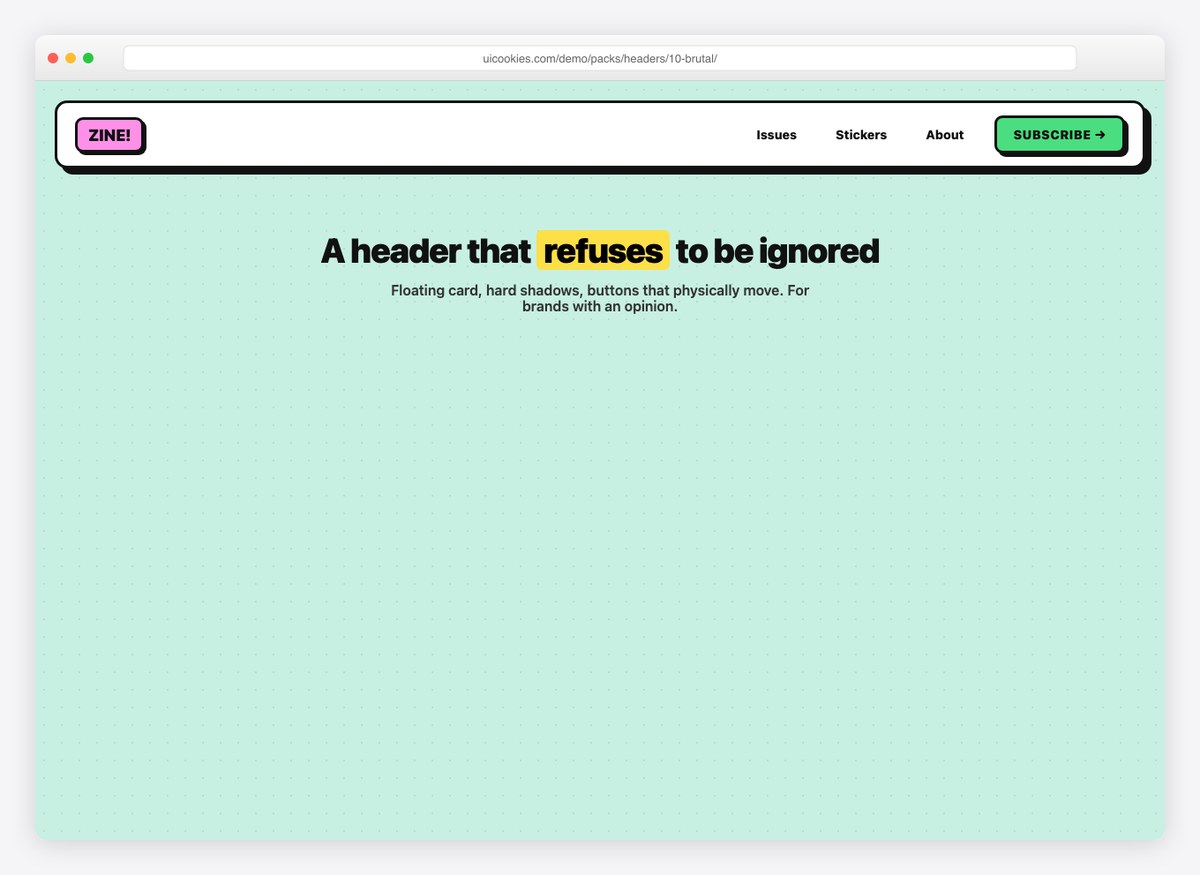 Neobrutalist Header — free website header template by uiCookies
