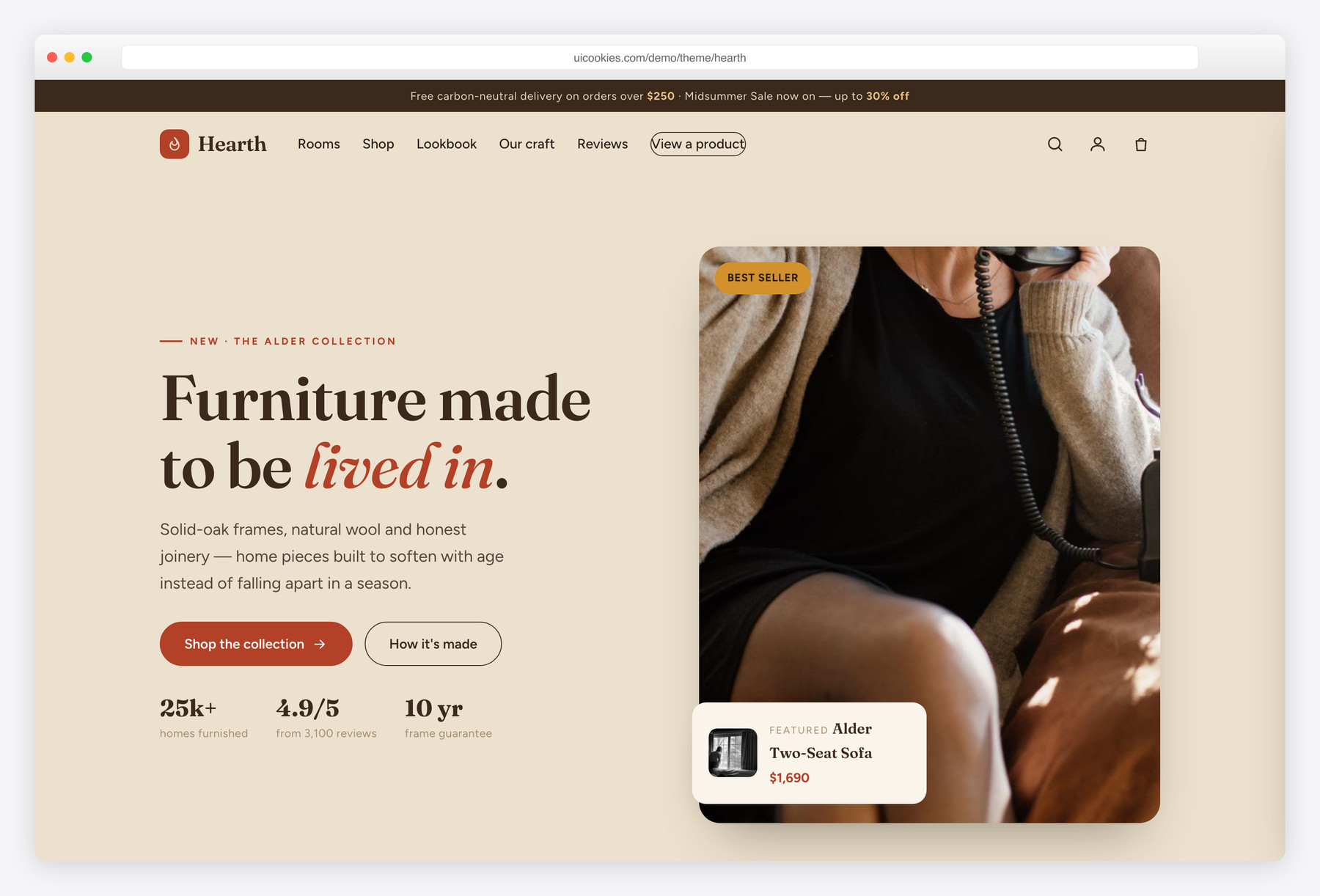 Hearth — free website template by uiCookies
