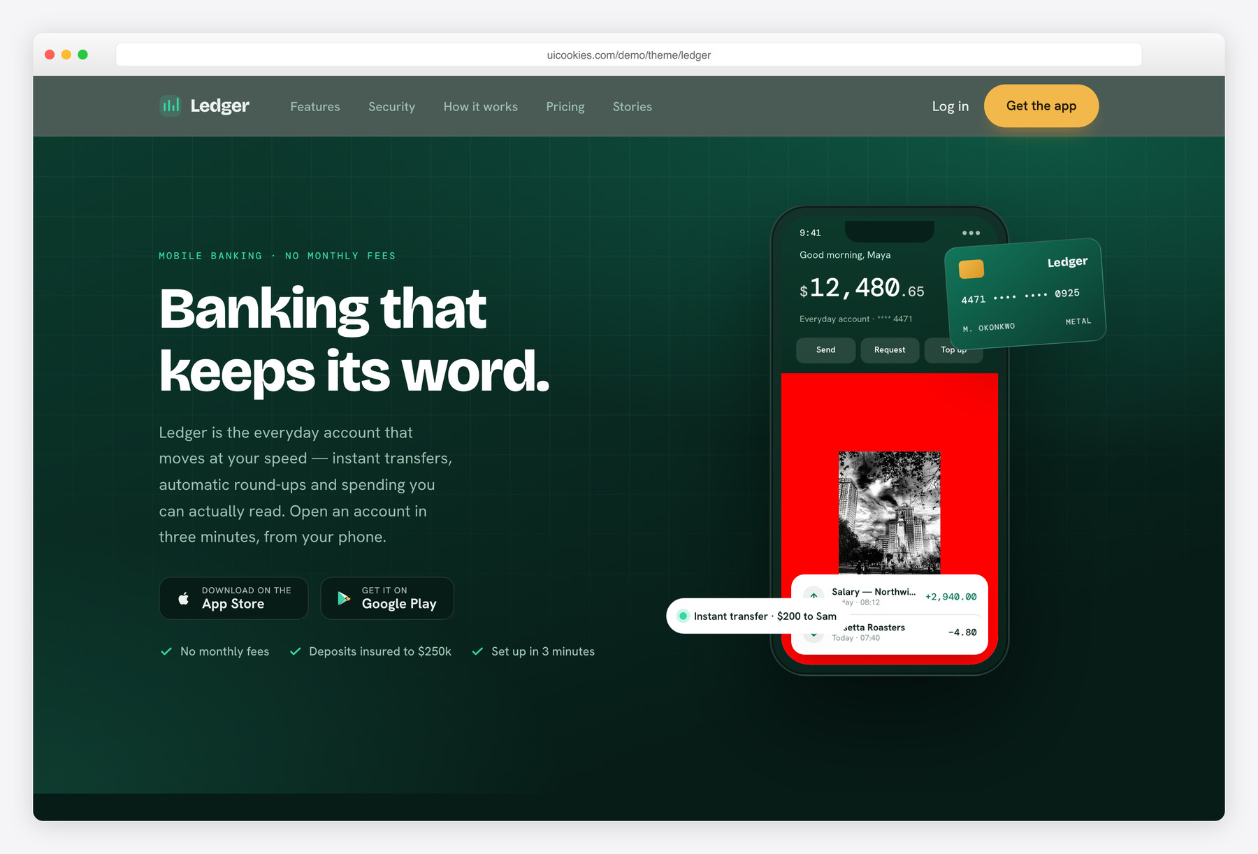 Ledger — free Finance website template by uiCookies