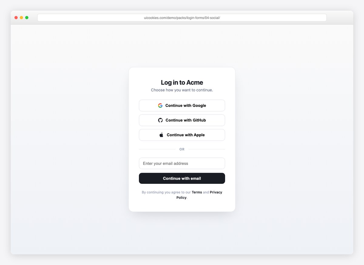 Social-First Login — free HTML login form template by uiCookies