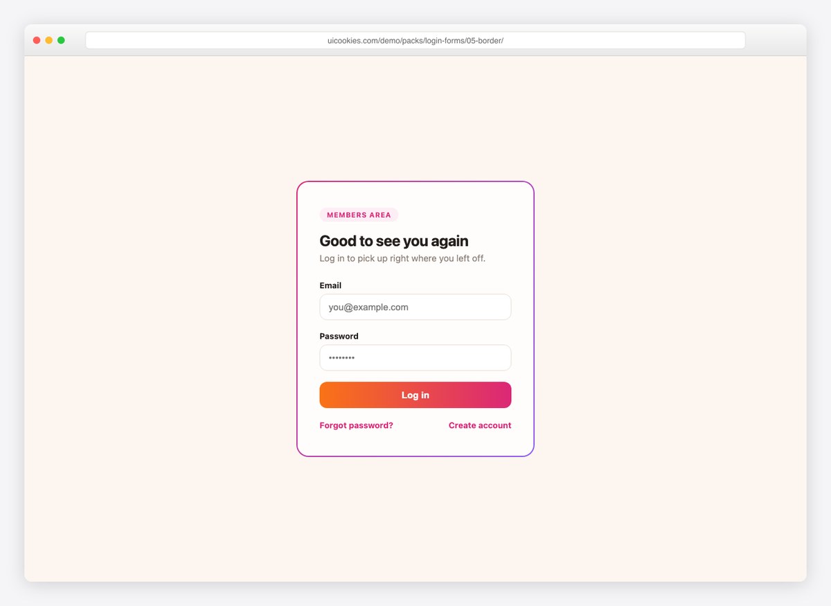 Animated Gradient Border — free HTML login form template by uiCookies