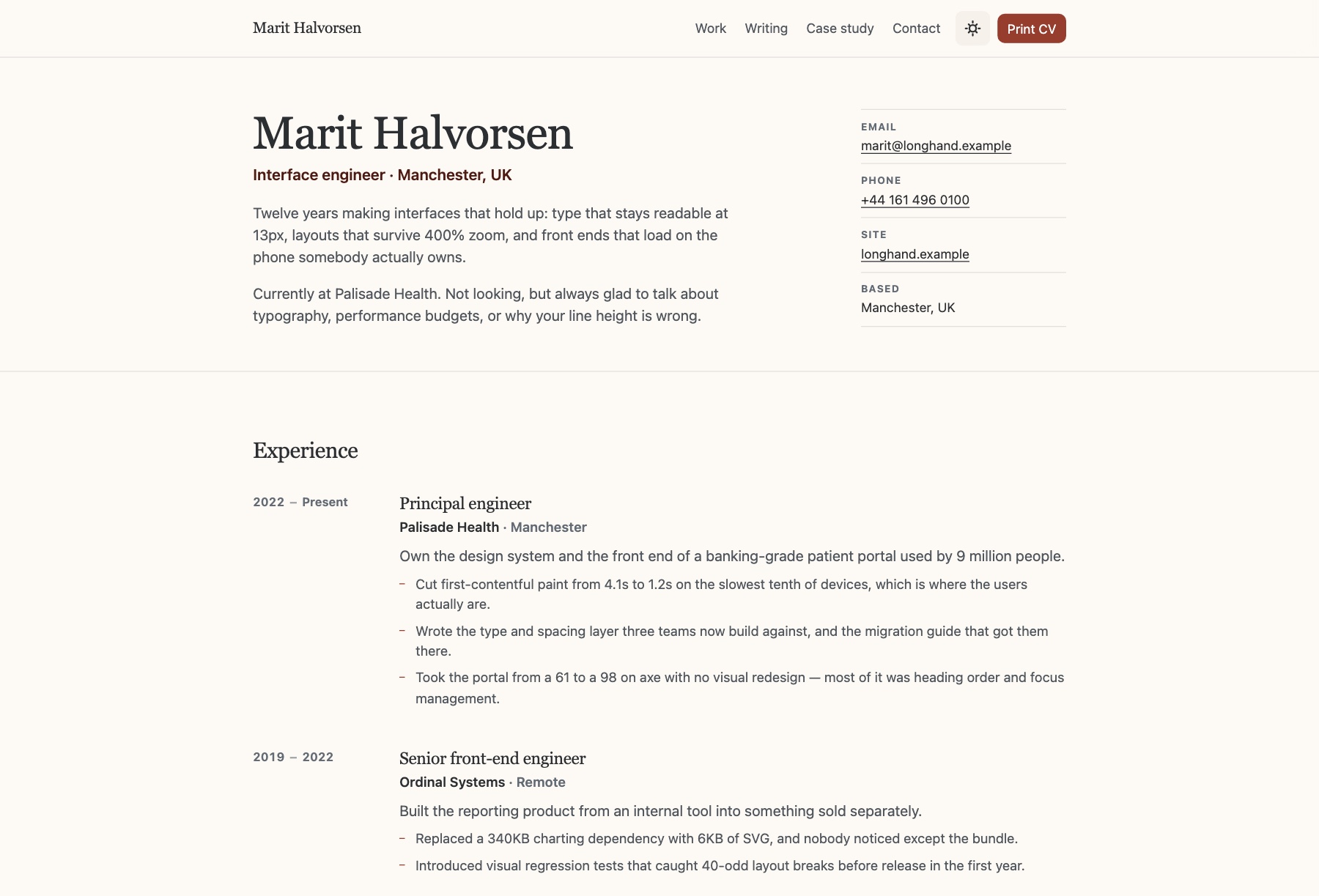longhand template preview
