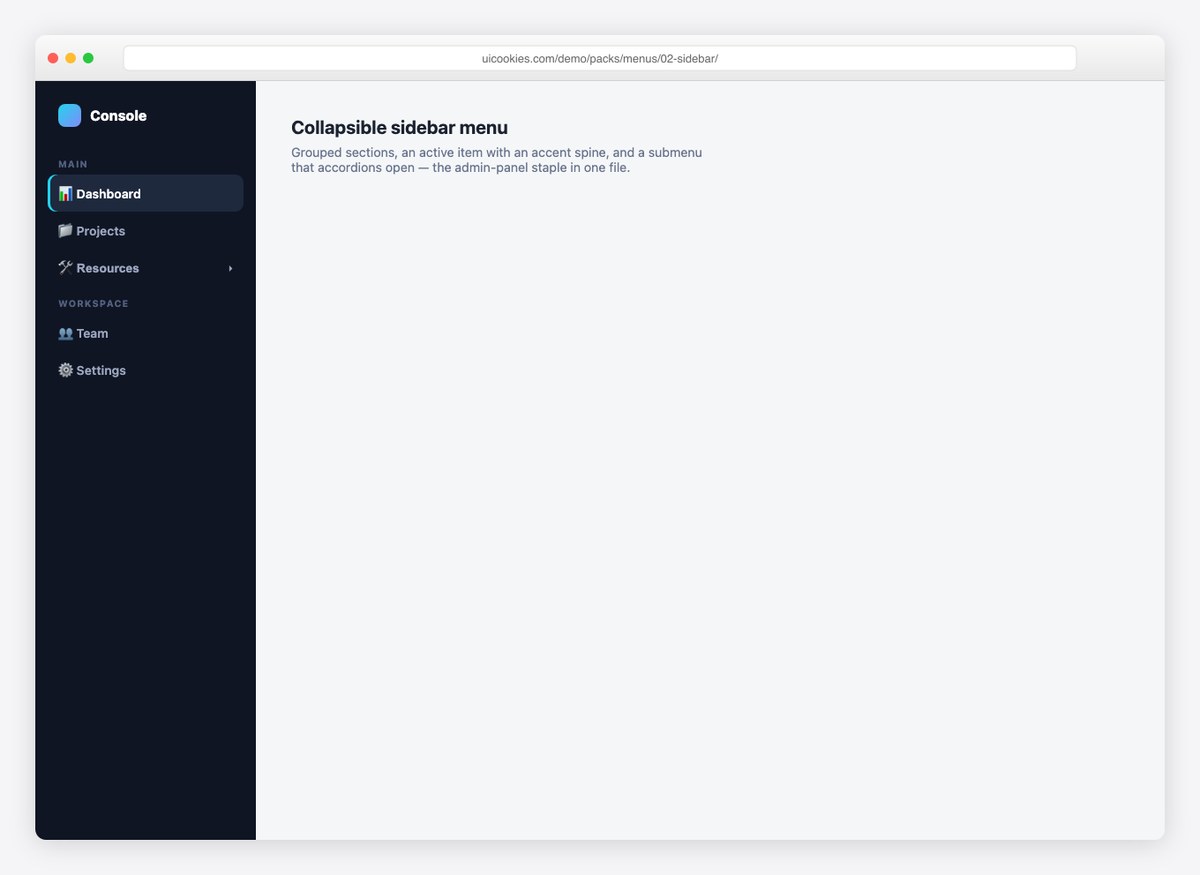 Admin Sidebar Menu — free CSS menu template by uiCookies