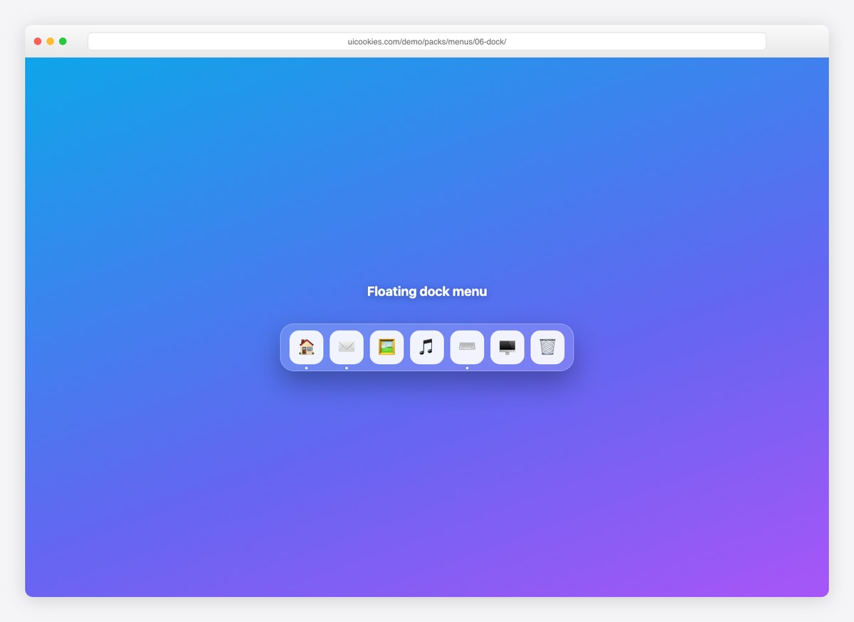 Floating Dock Menu — free CSS menu template by uiCookies