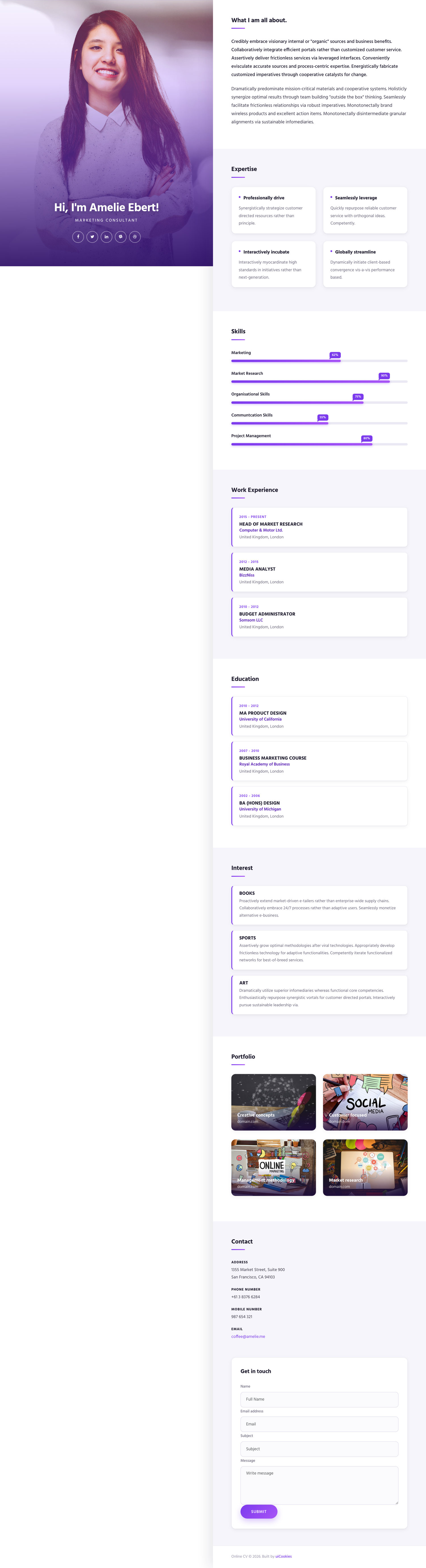 Online CV — full page preview