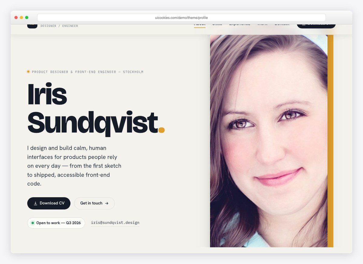 Profile — free Resume/CV website template by uiCookies