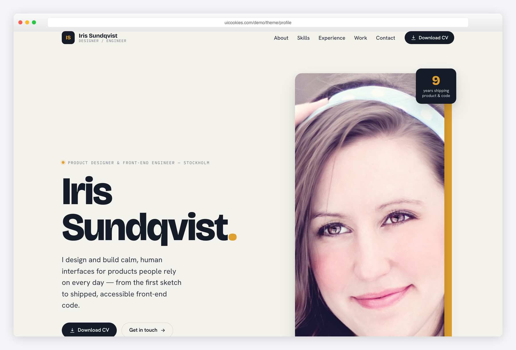 Profile — free Resume/CV website template by uiCookies