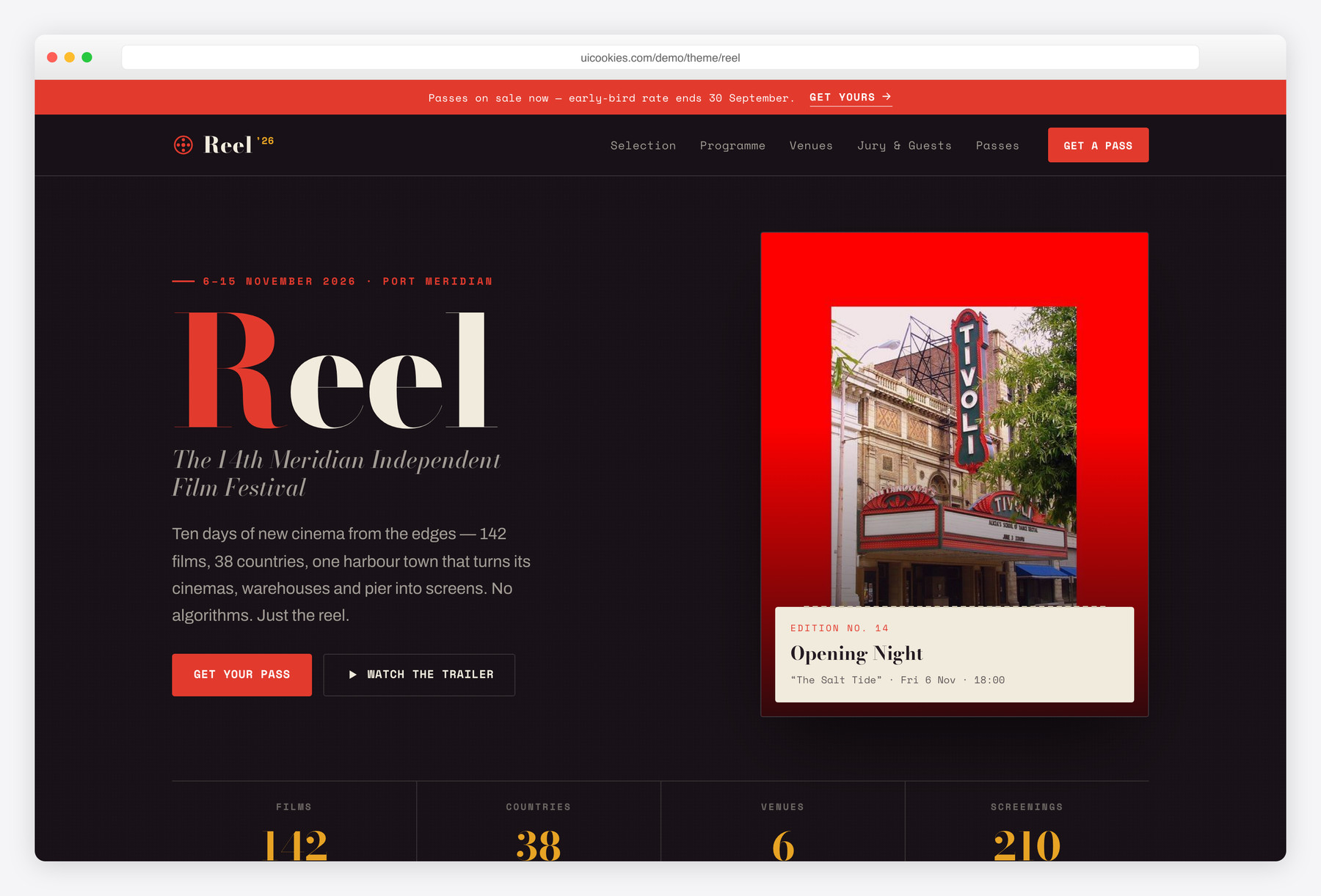 Reel — free website template by uiCookies
