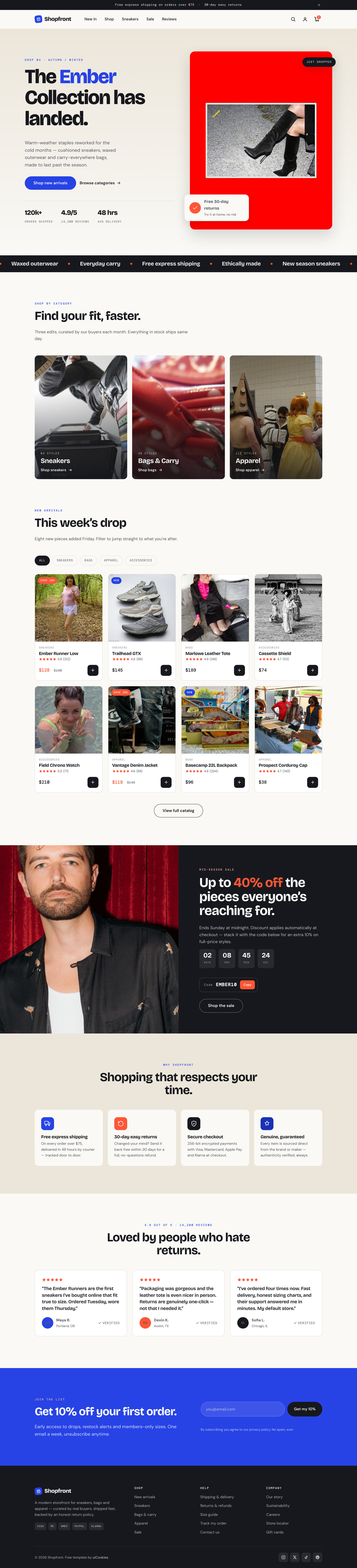 Shopfront — full page preview