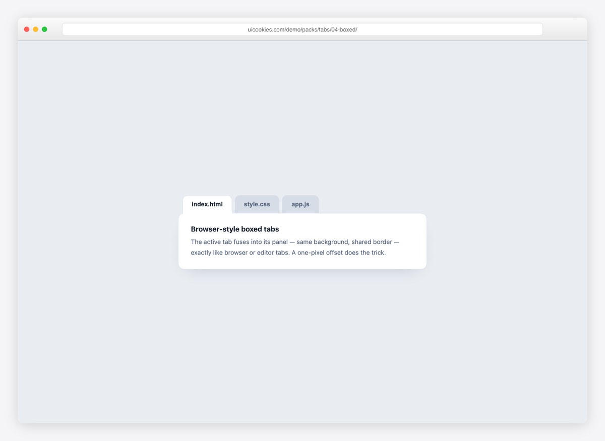Boxed Browser Tabs — free CSS tabs template by uiCookies