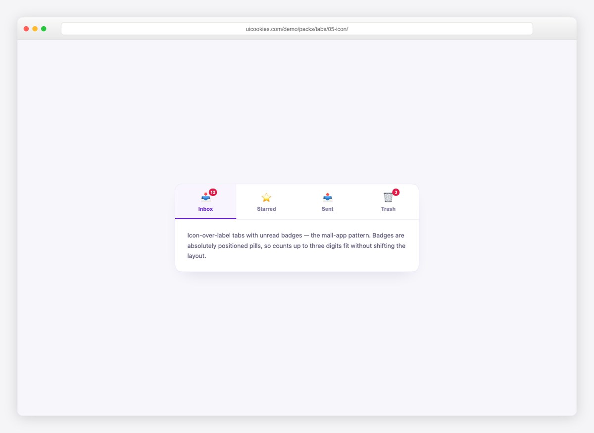 Icon Tabs with Badges — free CSS tabs template by uiCookies