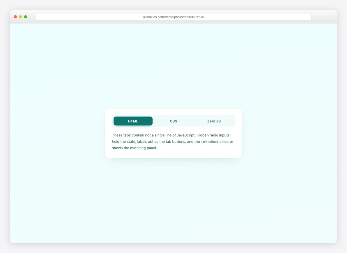 Pure CSS Tabs — free CSS tabs template by uiCookies