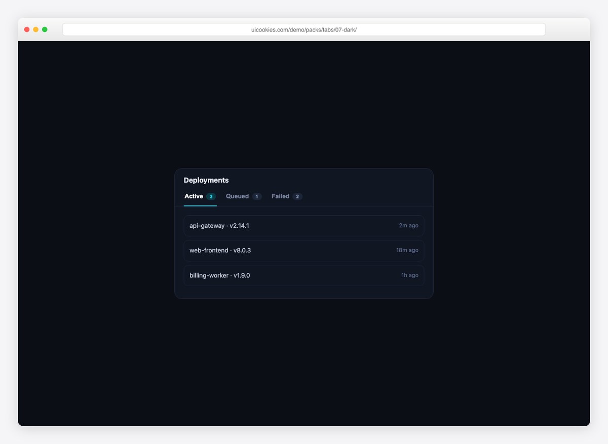 Dark App Tabs — free CSS tabs template by uiCookies