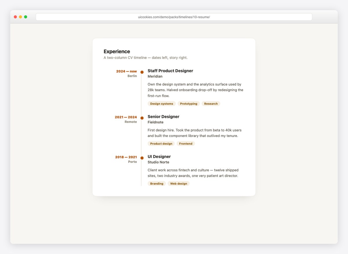 Resume / CV Timeline — free CSS timeline template by uiCookies