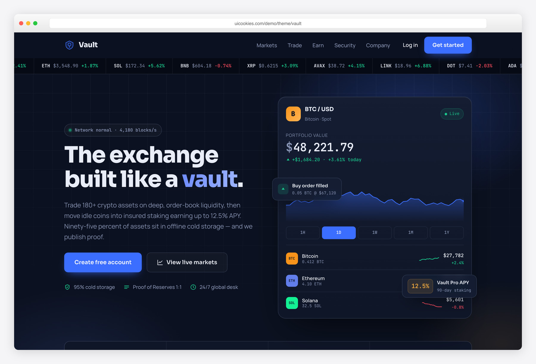 Vault — free website template by uiCookies