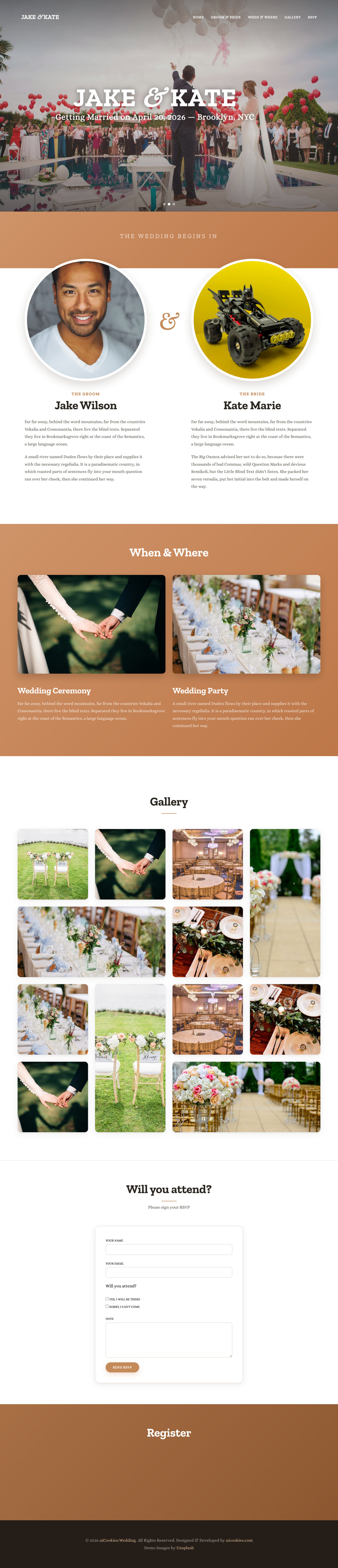 Wedding — full page preview