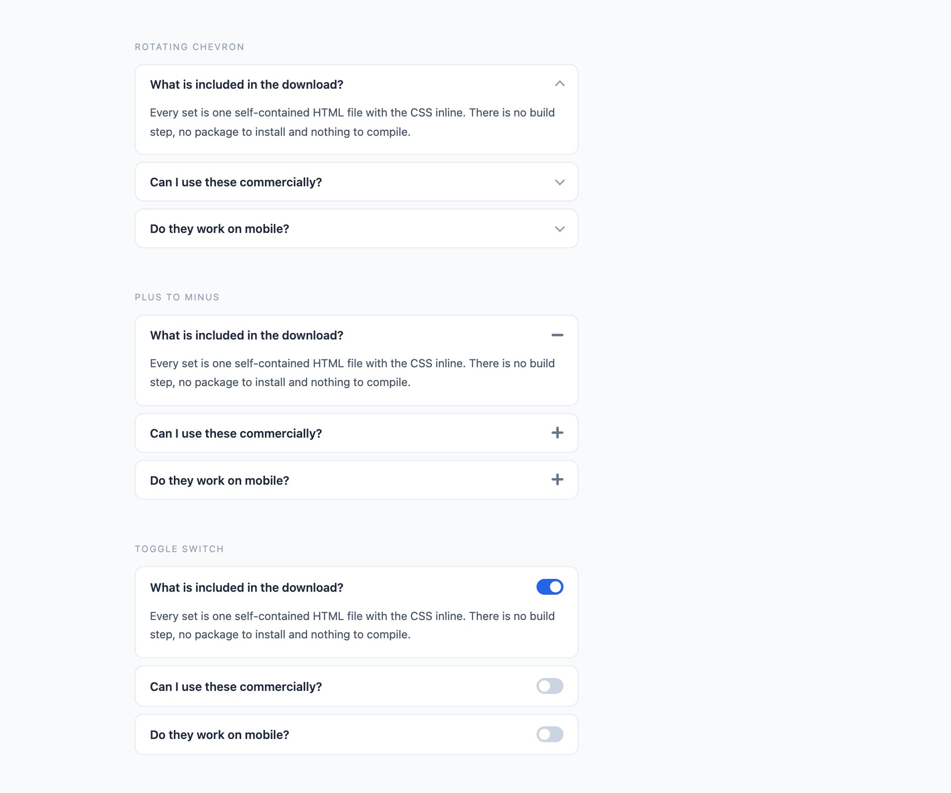 Open/Close Markers — free CSS accordion designs by uiCookies