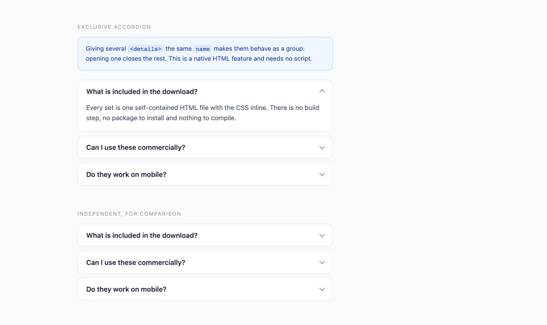 One-at-a-Time — free CSS accordion designs by uiCookies