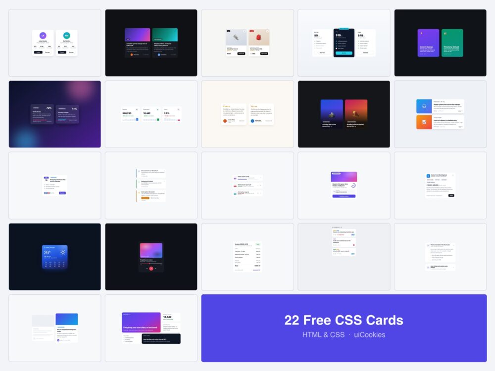 22 free Bootstrap and CSS card templates by uiCookies