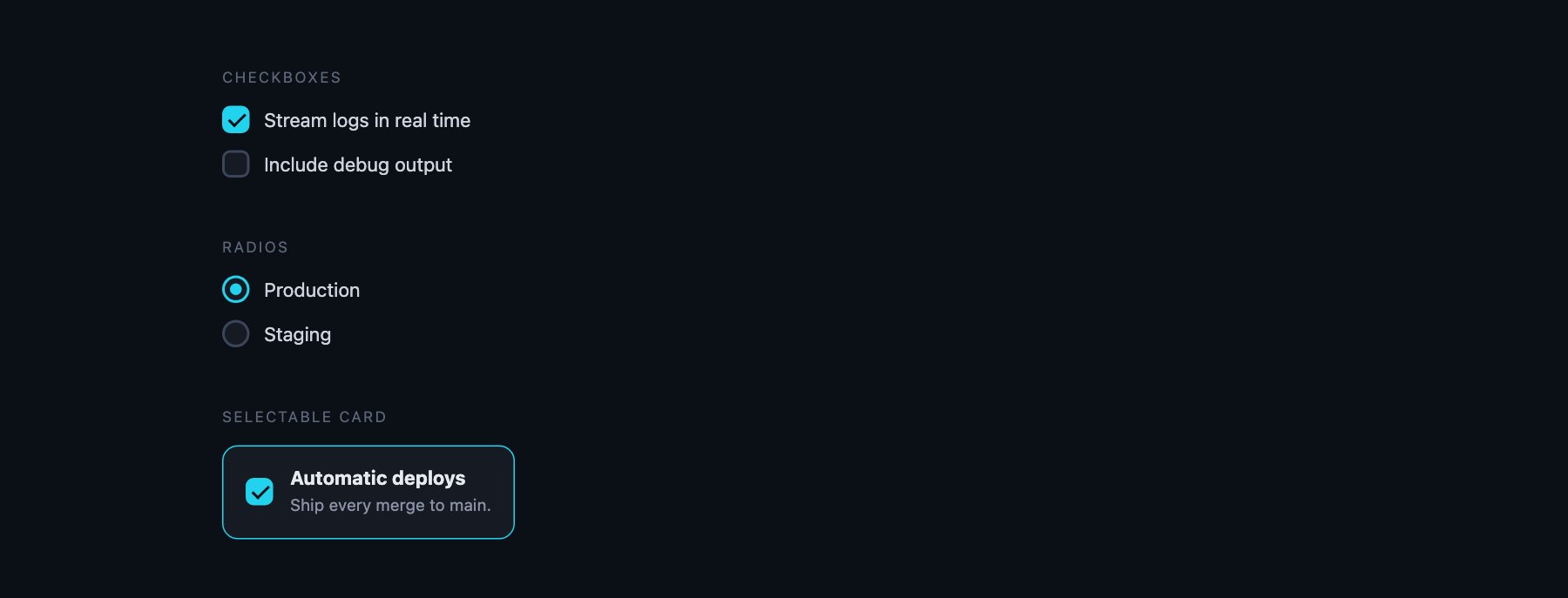 Dark Interfaces — free CSS checkbox and radio button designs by uiCookies