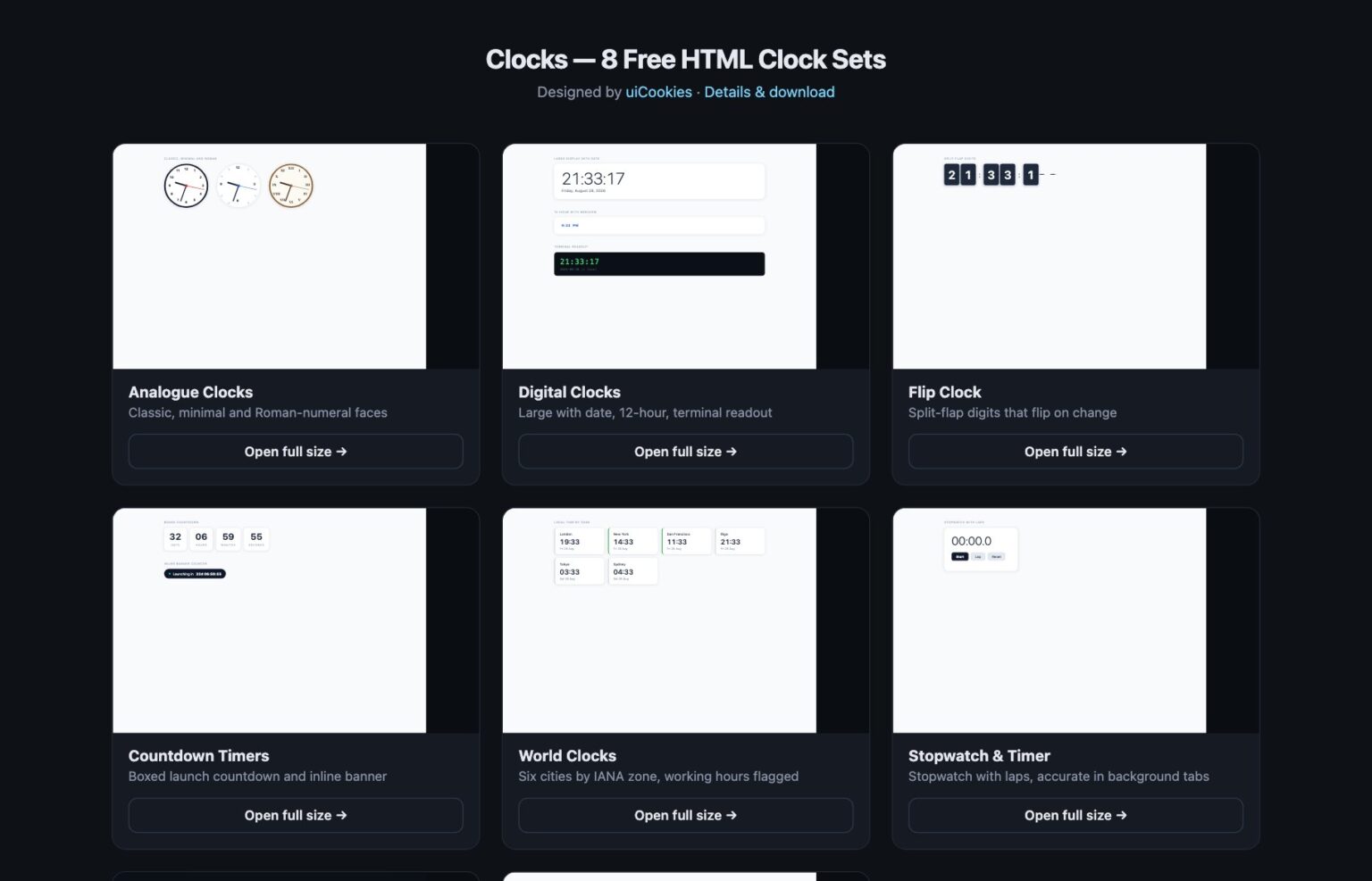 Clocks – 8 Free HTML Clock Sets - uiCookies