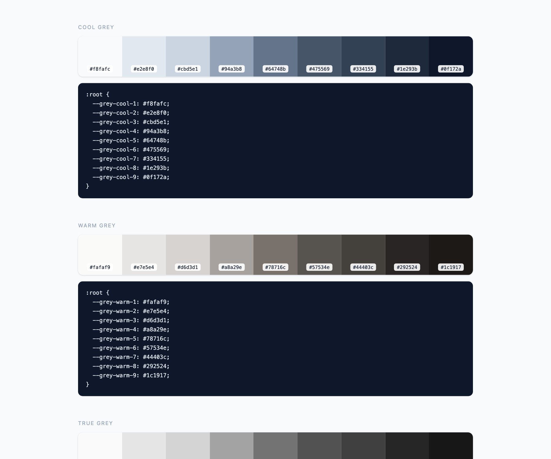 UI Neutral Ramps — free CSS colour palettes by uiCookies