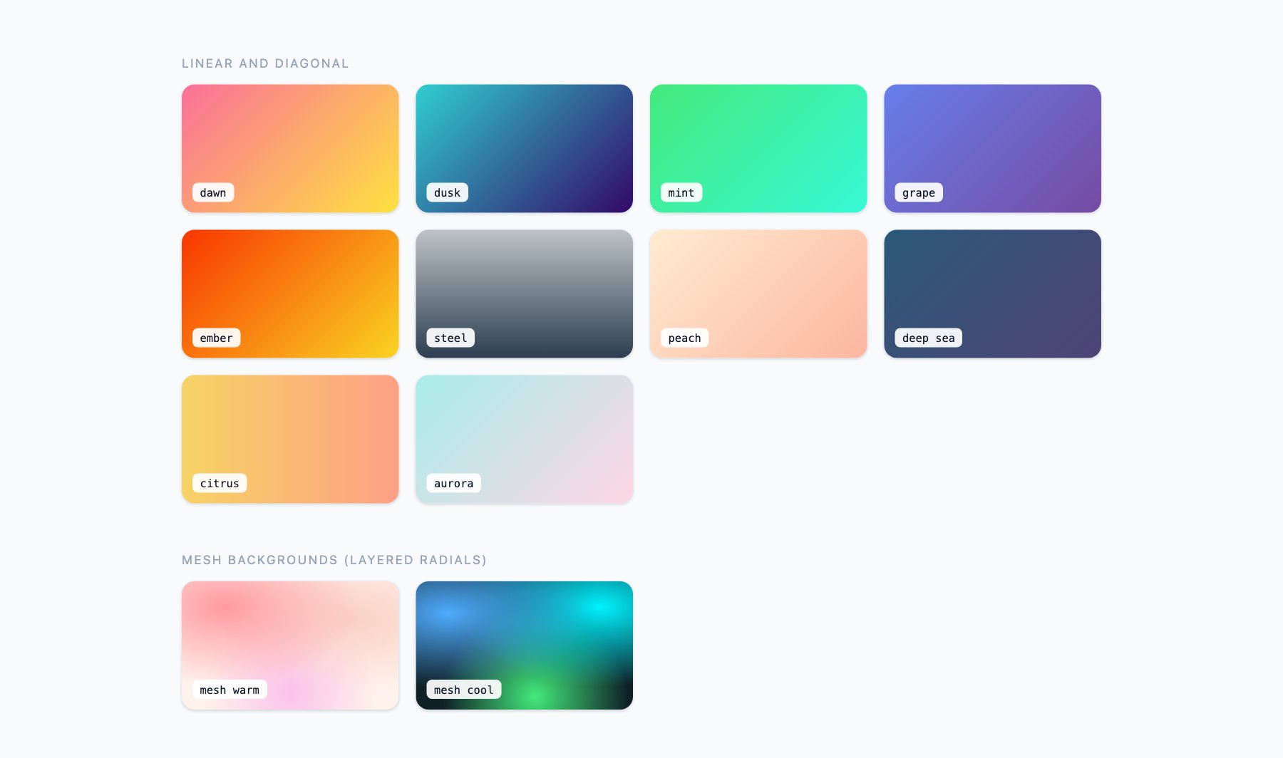 Gradient Palettes — free CSS colour palettes by uiCookies