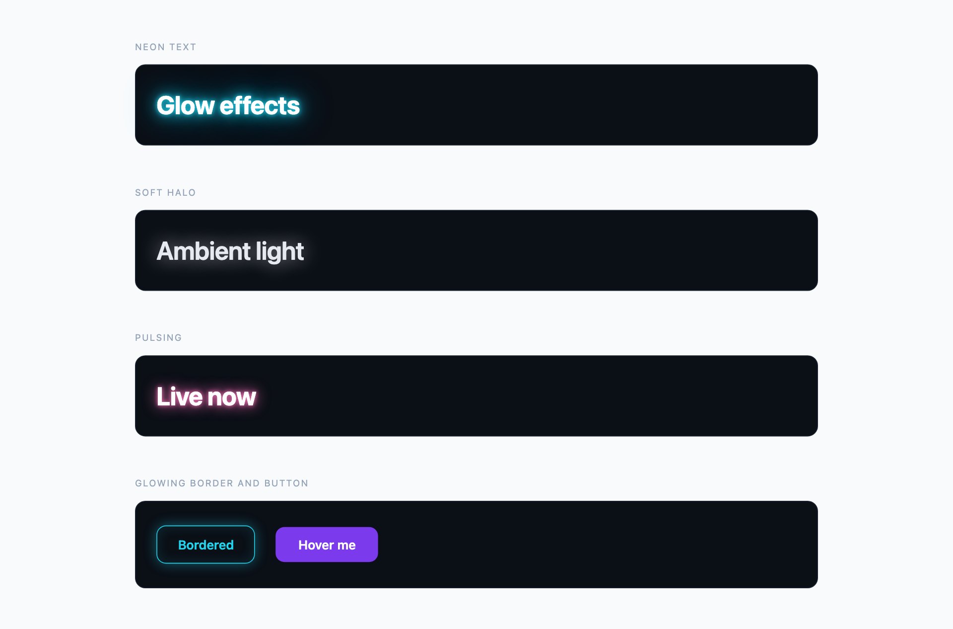Glow Effects — free CSS text and glow effects by uiCookies