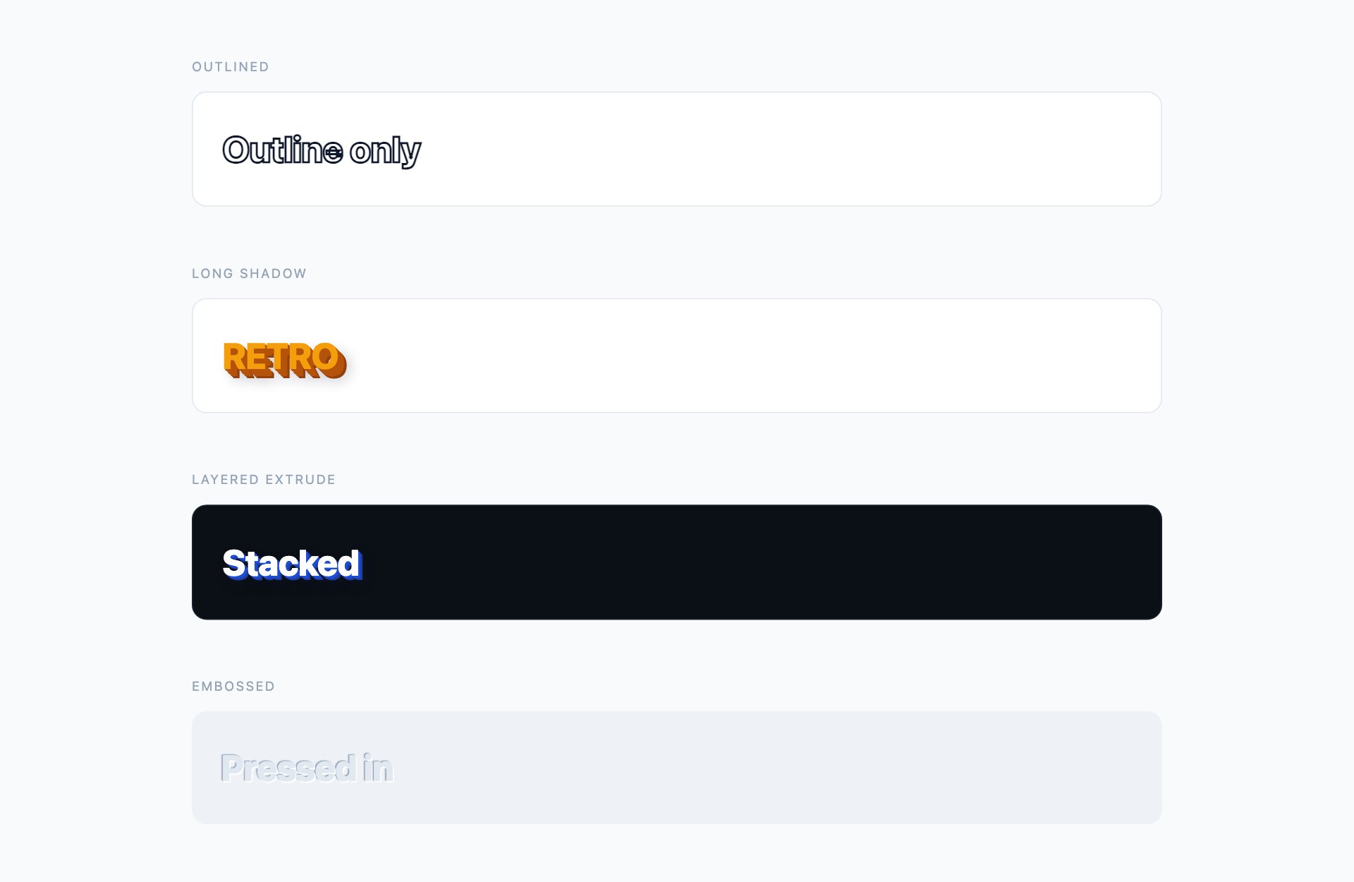 Outline & Shadow Text — free CSS text and glow effects by uiCookies