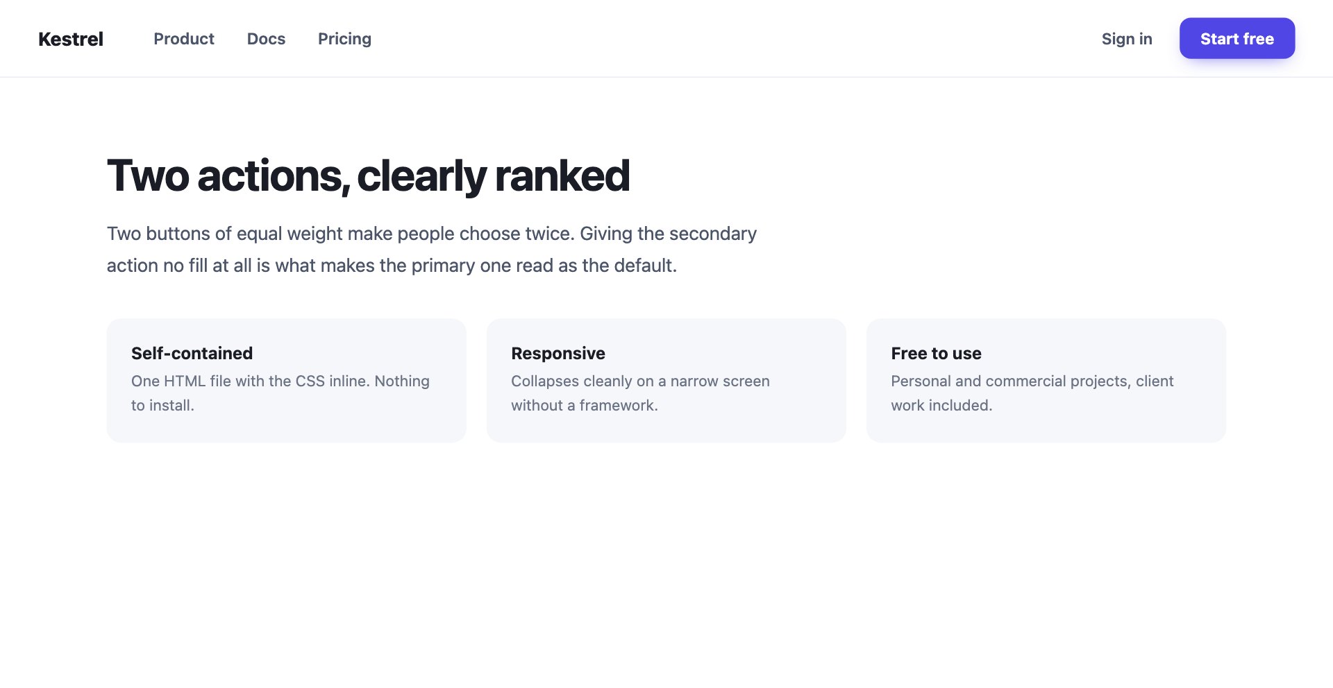 Dual CTA Header — free website header template by uiCookies