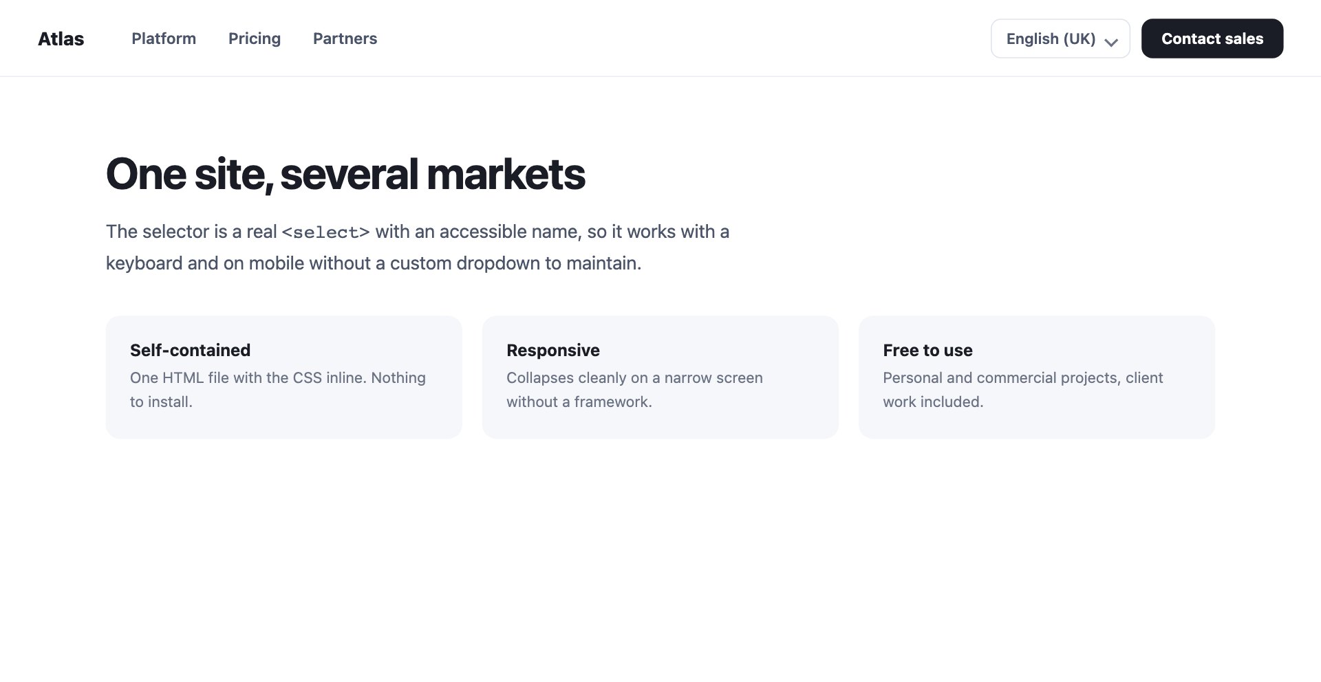 Header with Locale Switcher — free website header template by uiCookies