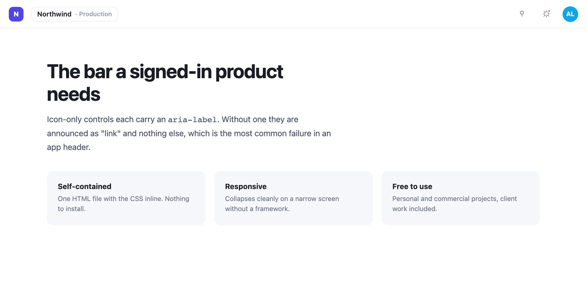 Application Header — free website header template by uiCookies