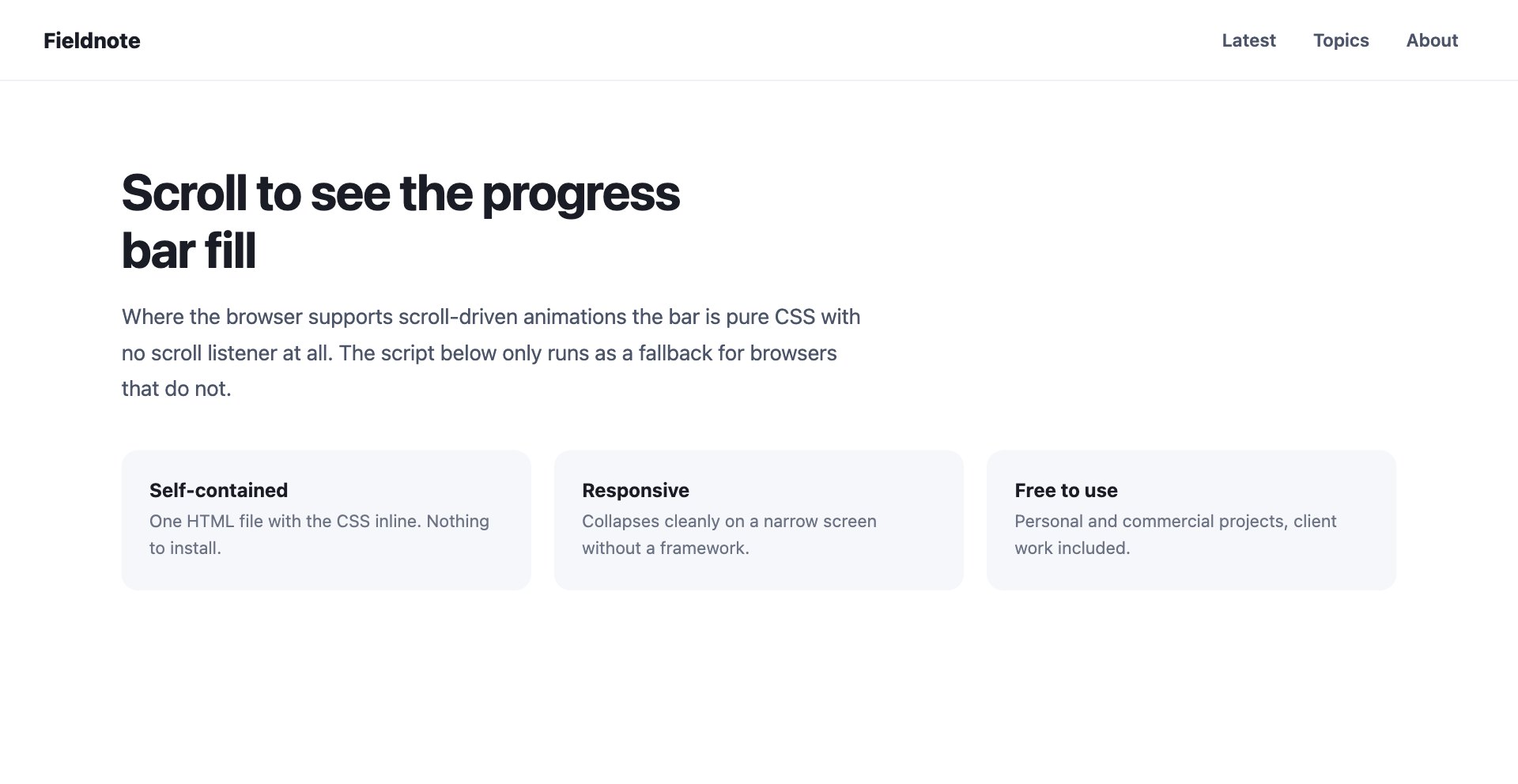 Header with Reading Progress — free website header template by uiCookies