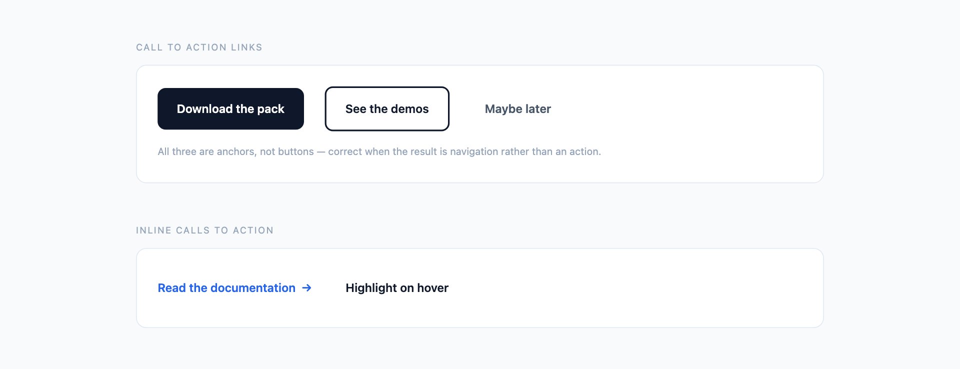 Link Buttons & CTAs — free CSS link and hover effects by uiCookies