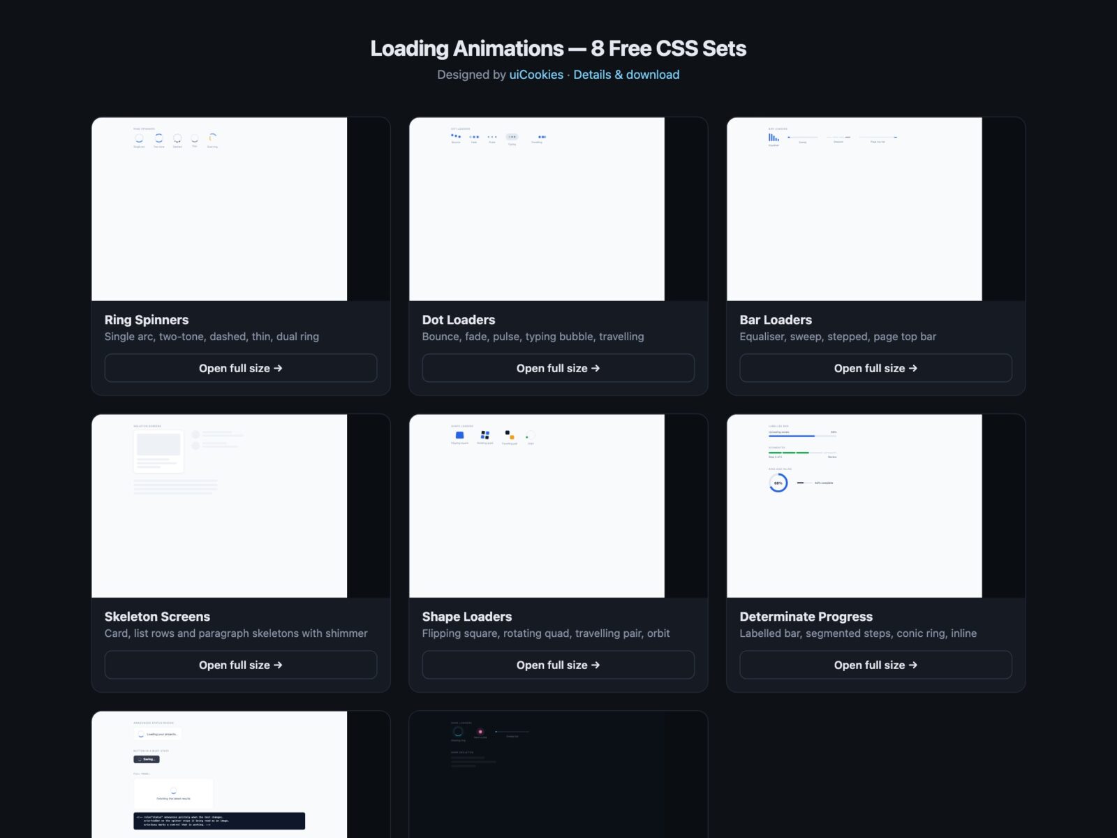 Loading Animations – 8 Free CSS Loader Sets - uiCookies