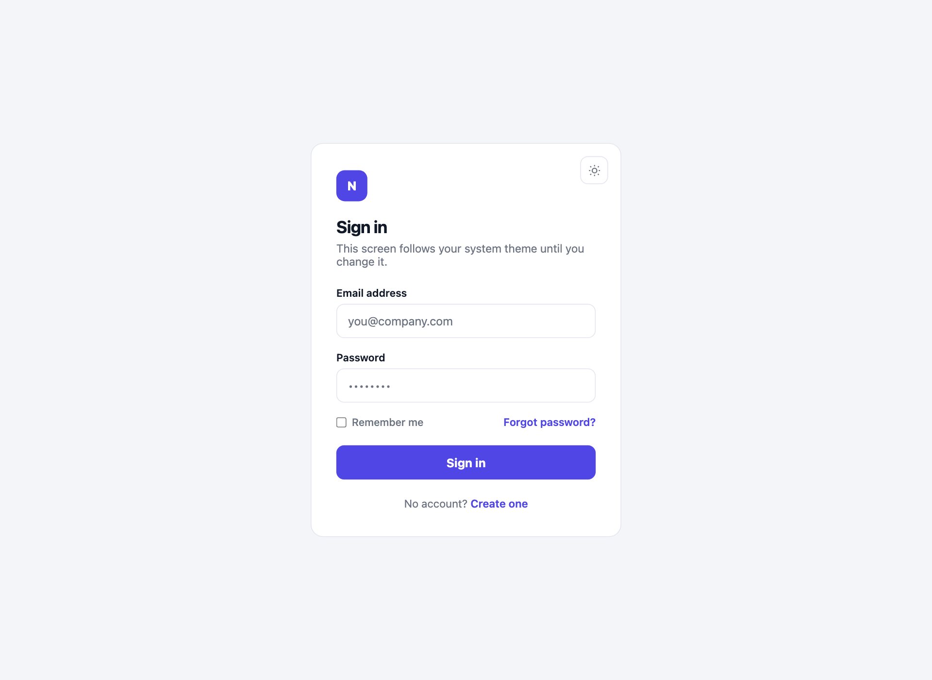 Theme-Aware Login — free HTML login form template by uiCookies