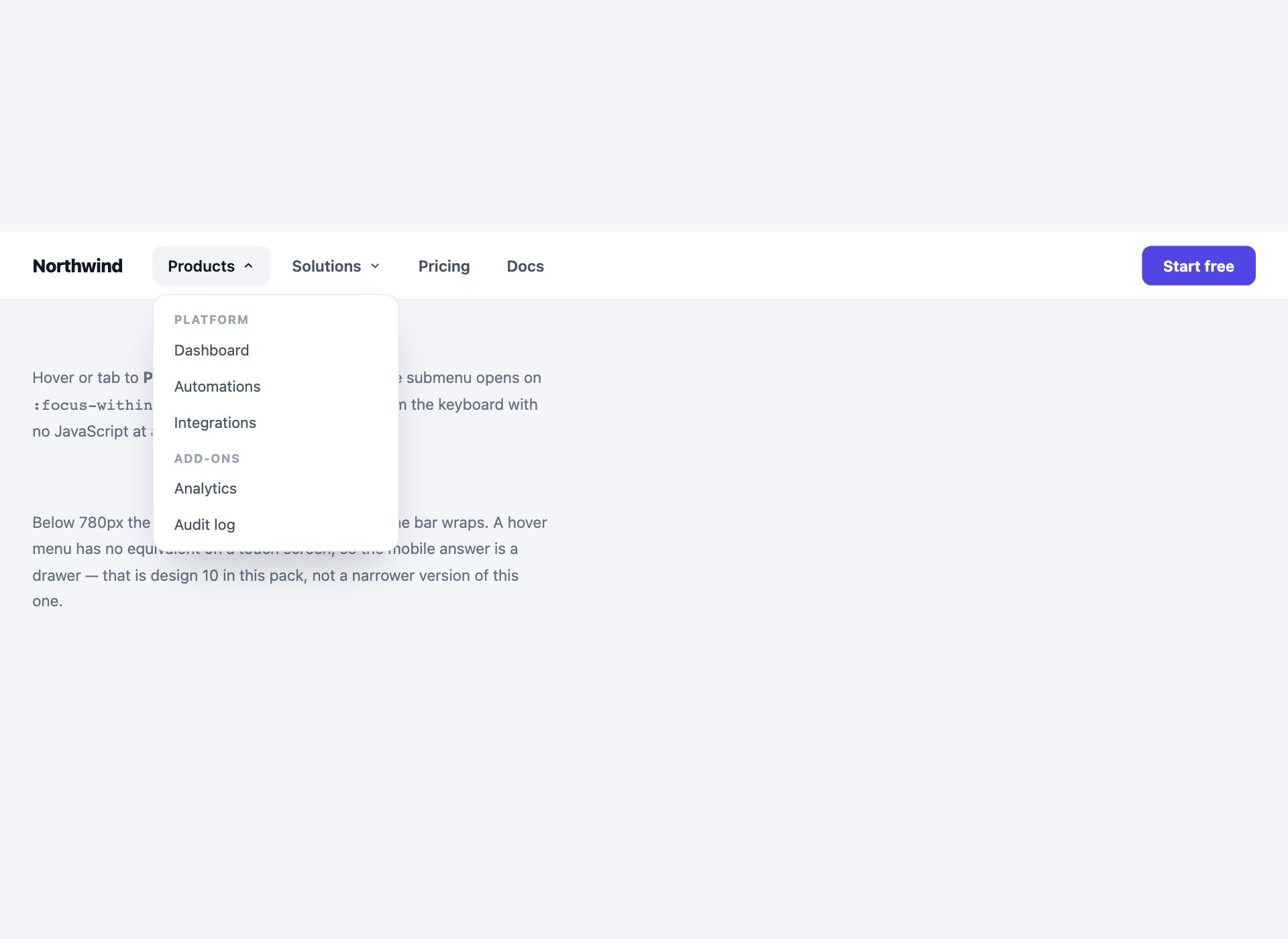 Navbar with Dropdowns — free CSS menu template by uiCookies
