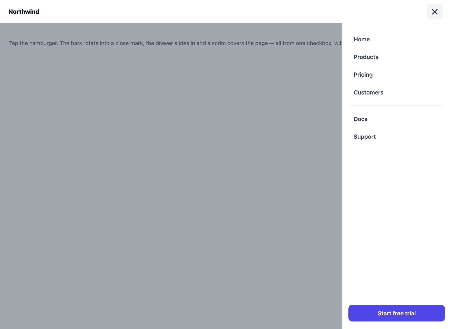 Hamburger Drawer Menu — free CSS menu template by uiCookies