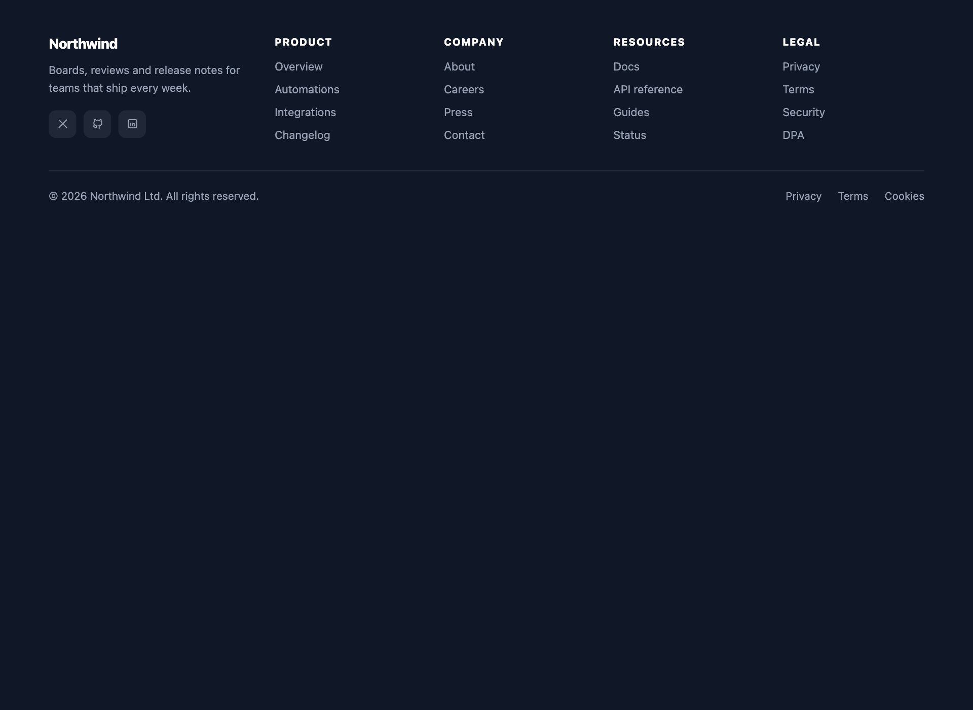 Footer Sitemap Navigation — free CSS menu template by uiCookies