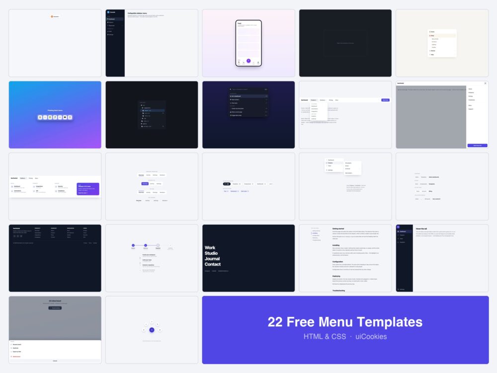 22 free CSS menu templates by uiCookies