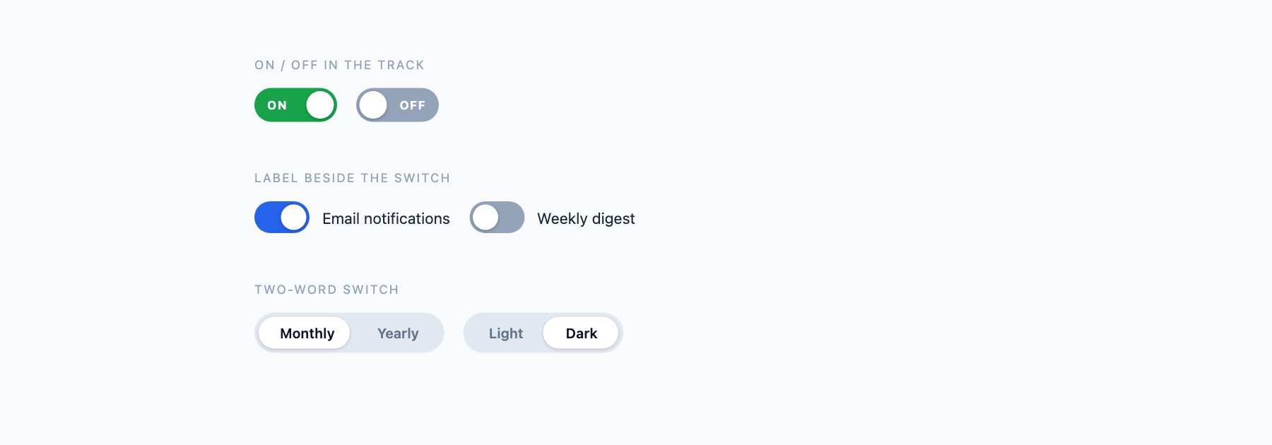 Labelled Switches — free CSS toggle switches by uiCookies