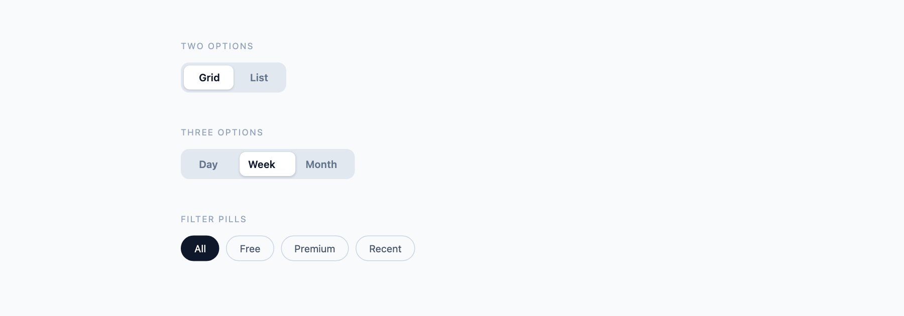 Segmented Controls — free CSS toggle switches by uiCookies
